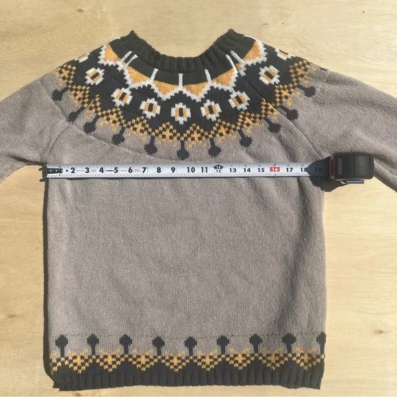 Women’s small grey pattern knit sweater comfy cozy fall winter casual crew warm - Picture 7 of 9